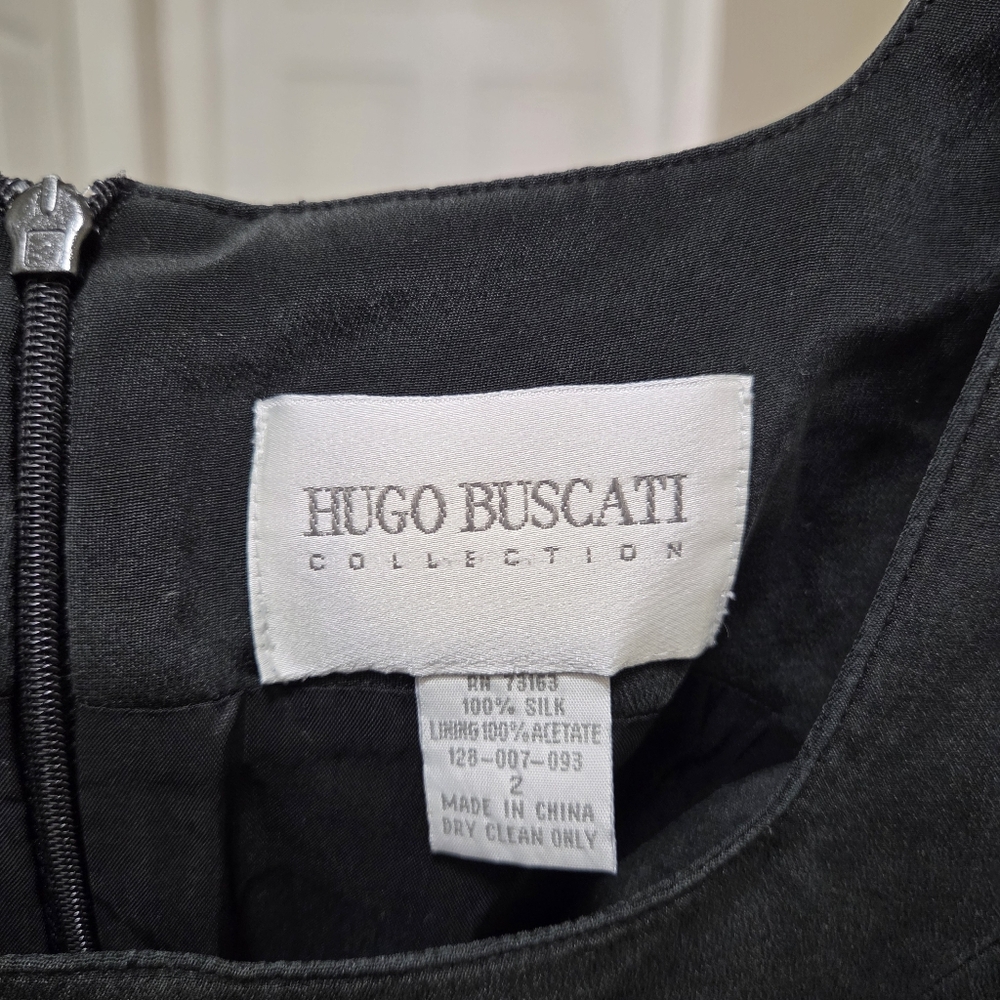 Hugo Buscati 100% Silk Black Sleeveless Dress Minimalist Slip Shift Elegant - Picture 9 of 10